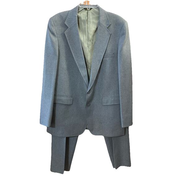 Levi's Action Mens Vtg Suit Sz 44L 36X30 Gray Pinstripe 70s Retro Single Vented - Picture 1 of 16